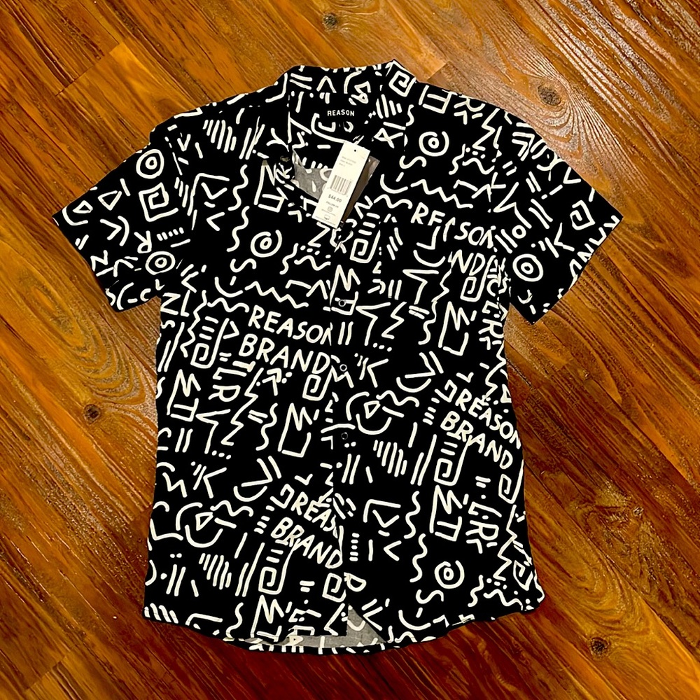 Mens Black button down shirt SIZE L